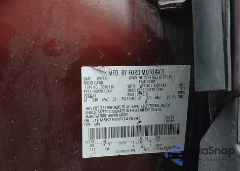 2015 Ford Explorer Limited from USA, damaged, VIN 1FM5K7F81FGA76845